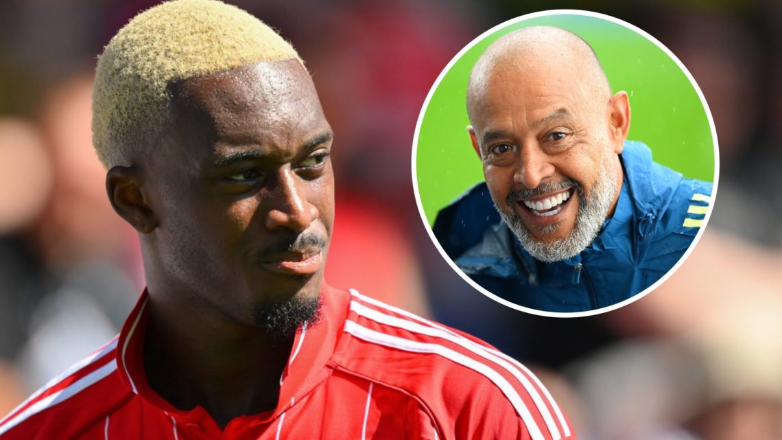 Callum Hudson-Odoi during Nottingham Forest's pre-season clash with Chesterfield. Inset: Nuno Espírito Santo smiles ahead of Nottingham Forest vs A...