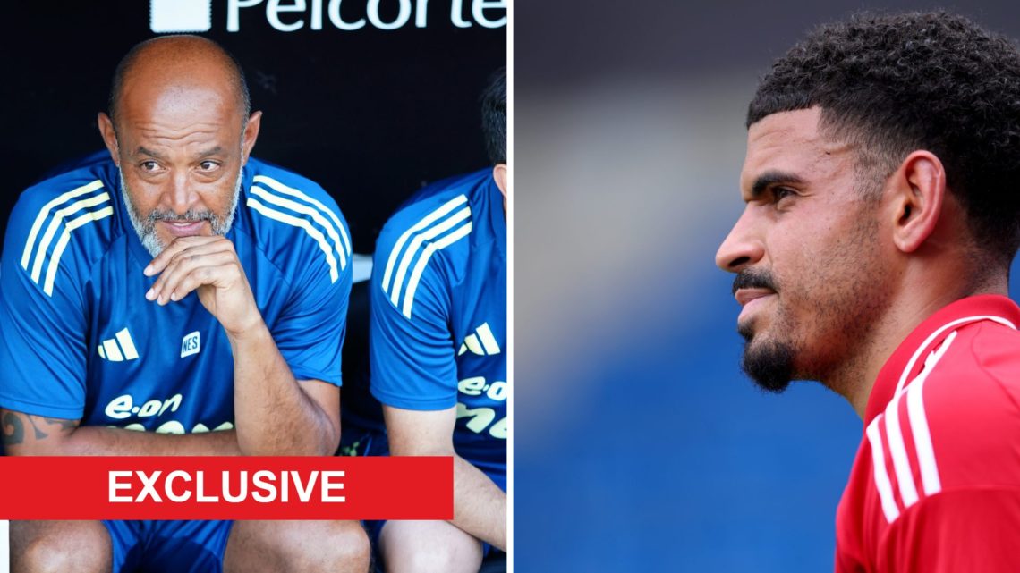 Left: Nuno Espirito Santo watches his Forest team and Right: Morgan Gibbs-White in action