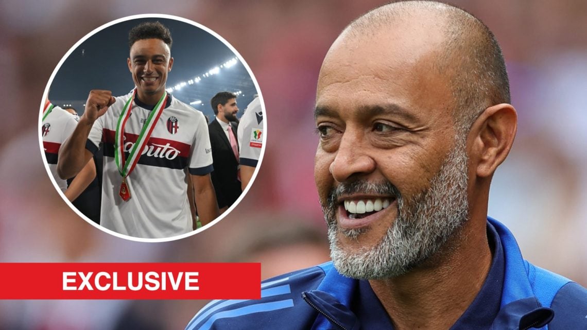 Nuno Espirito Santo looks on during the Premier League match between Nottingham Forest and AFC Bournemouth. Inset: Bologna winger Dan Ndoye celebra...