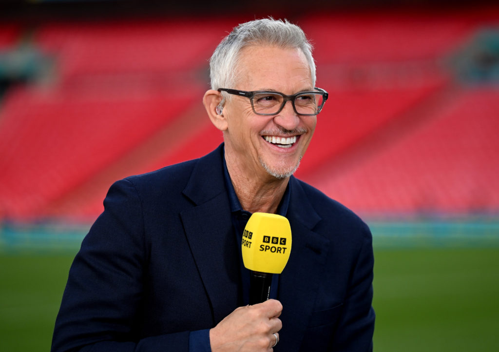 Gary Lineker working as a pundit for BBC