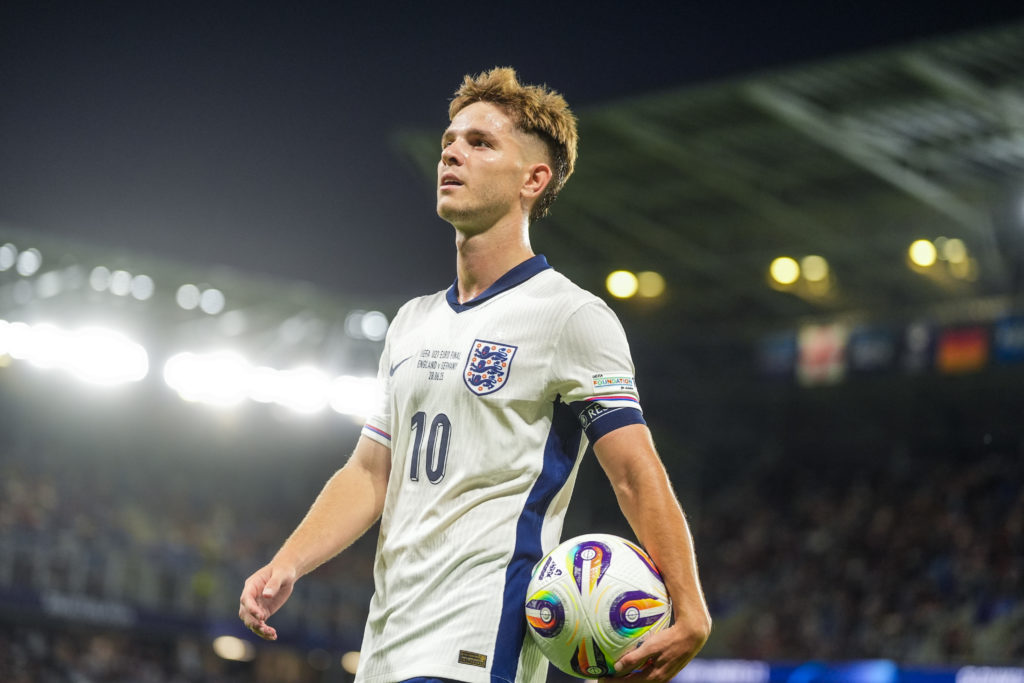 James McAtee holds the match ball in the 2025 U21 Euros final.