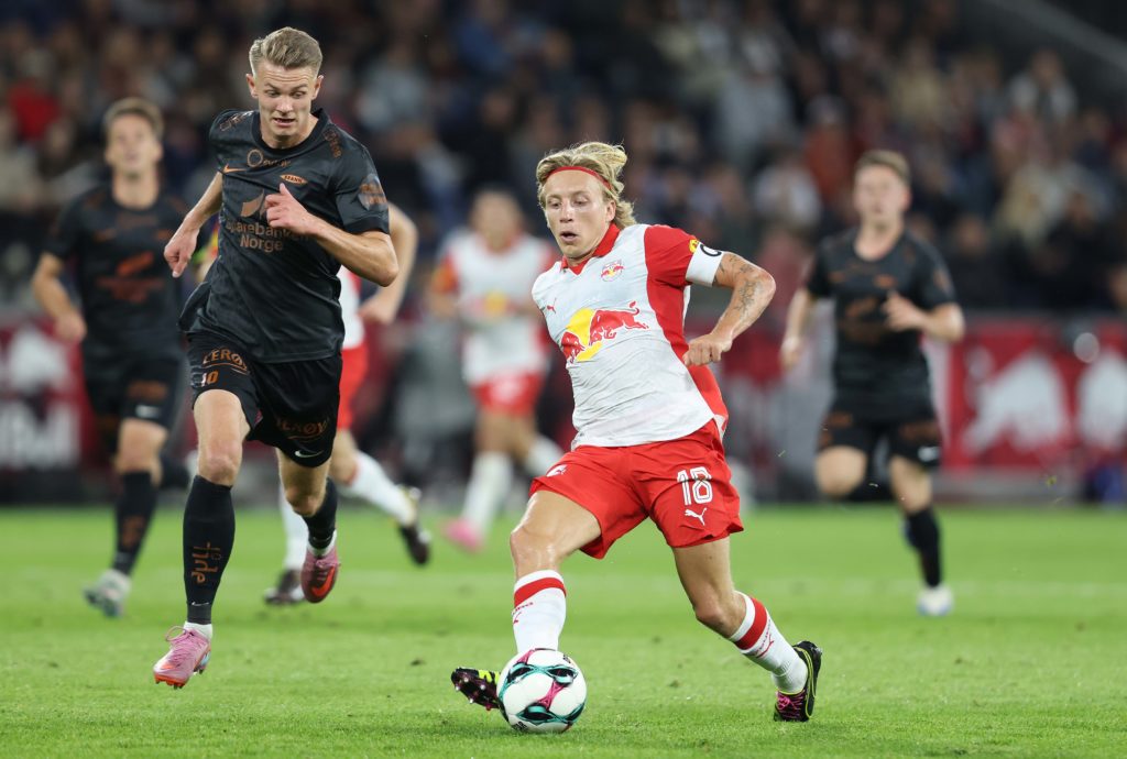 Mads Bidstrup in action for Salzburg against SK Brann