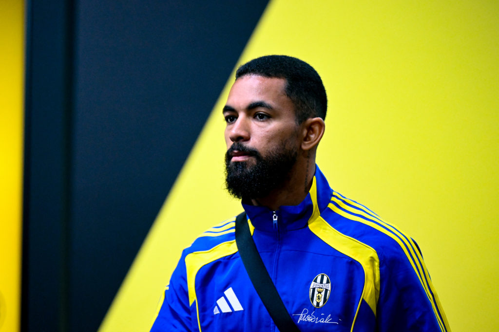 Douglas Luiz arrives ahead of Juventus vs Borussia Dortmund
