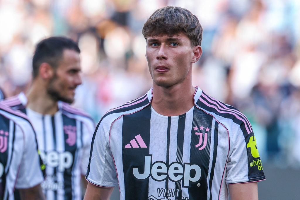 Nicolo Savona of Juventus FC looks on during pre-season