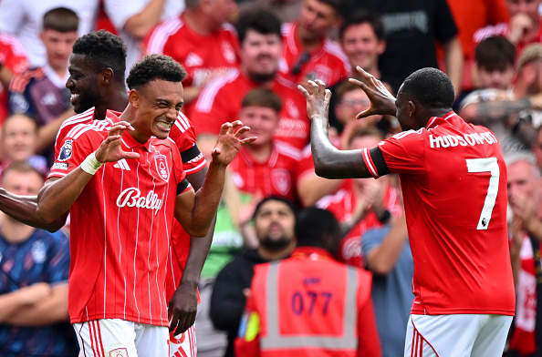 Nottingham Forest star Dan Ndoye after scoring for Forest vs Brentford