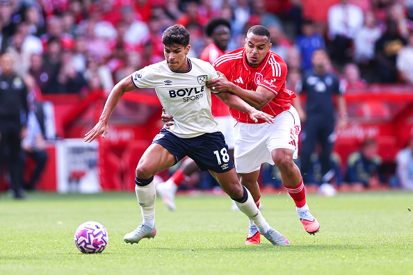 Mateus Fernandes in action for West Ham against Nottingham Forest