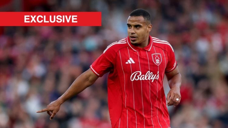 Murillo in action during Nottingham Forest vs Fiorentina