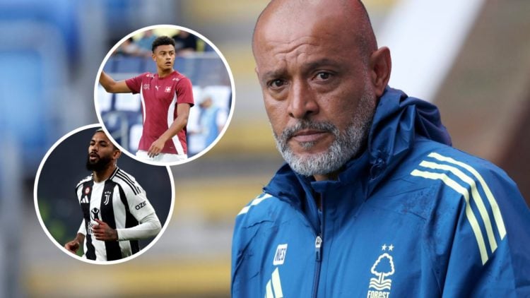 Nuno Espírito Santo ahead of Nottingham Forest vs AS Monaco in pre-season. Insets: Douglas Luiz in action for Juventus against PSV in the UEFA Cham...