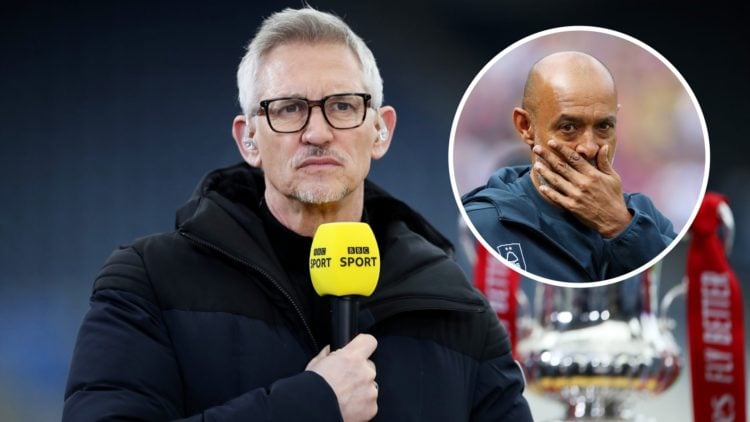 Gary Lineker. Inset of Nuno Espirito Santo.