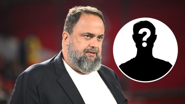 Main: Marinakis at the City Ground ahead of Premier League game Inset: Mystery Player