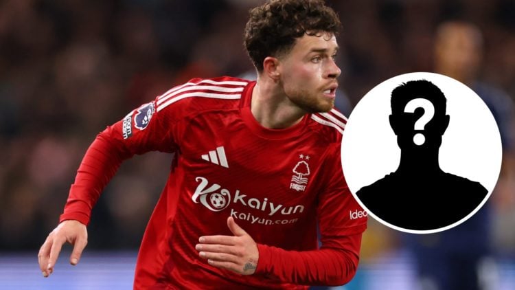 Main: Neco Williams in action against Manchester United for Nottingham Forest Inset: Mystery player