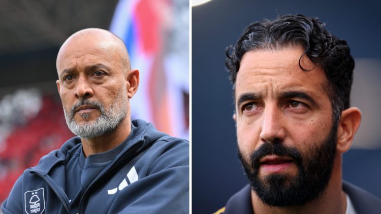 Nottingham Forest manager Nuno Espirito Santo. Manchester United boss Ruben Amorim.