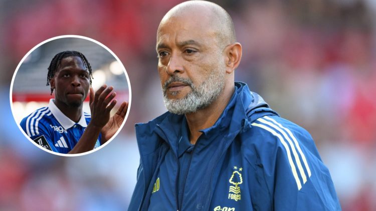 Nottingham Forest manager Nuno Espirito Santo. Inset of Dilane Bakwa.