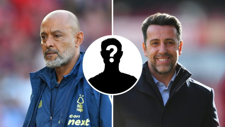 Left: Nuno Espirito Santo during pre-season friendly against Al Qadsiah Right: Edu Gaspar as Arsenal Sporting Director Inset: Mystery Player