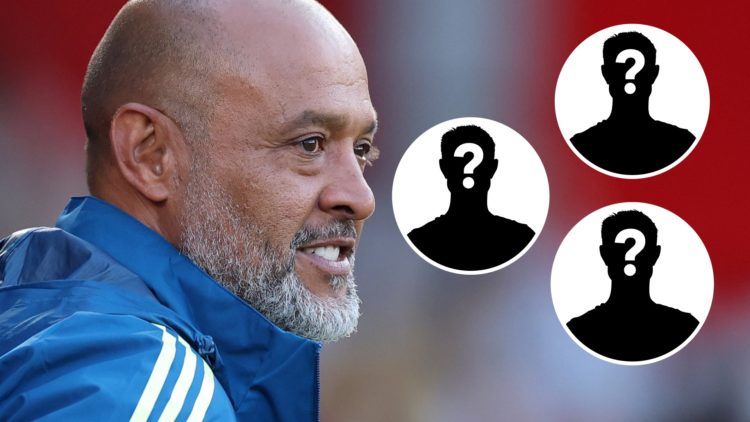 Main: Nuno Espirito Santo looking on as Nottingham Forest play Al Qadsiah in a pre-season friendly at the City Ground Inset: Mystery players