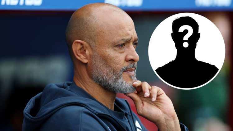 Main: Nuno Espirito Santo watching his Nottingham Forest side play Inset: Mystery player