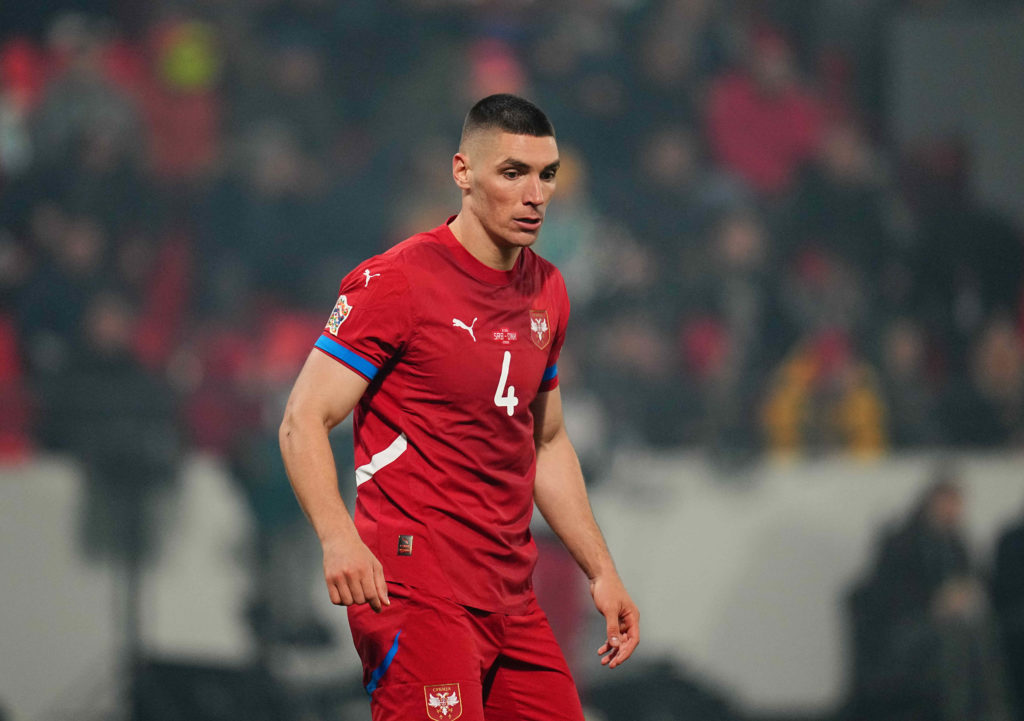 Nikola Milenkovic in action for Serbia