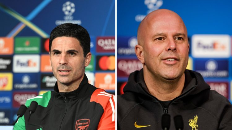Arsenal manager Mikel Arteta and Liverpool boss Arne Slot.