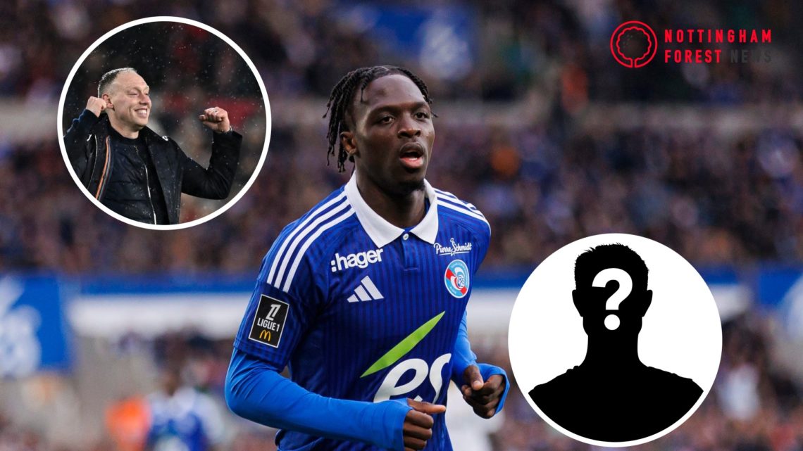 Main: Dilane Bakwa plays for Strasbourg and Inset: Steve Cooper in charge of Forest