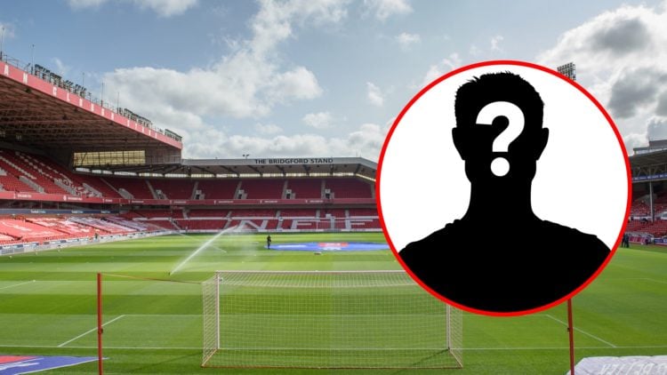 Main: View of the City Ground Inset: Mystery Player
