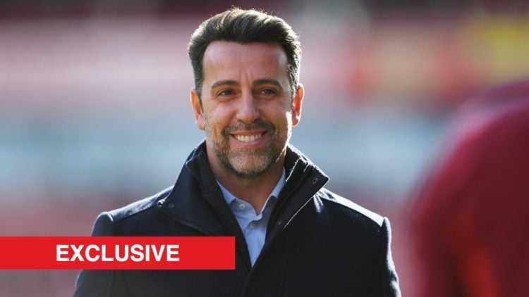 Edu Gaspar looks on prior to the Barclays Women's Super League match between Arsenal FC and Tottenham Hotspur