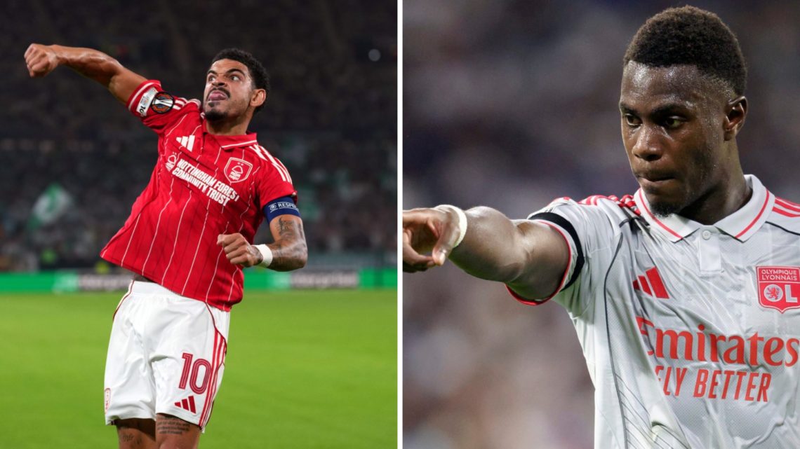 Left: Morgan Gibbs-White plays for Forest and Right: Moussa Niakhate plays for Lyon
