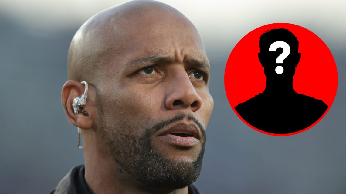 Main: Maicon doing punditry work during Champions League Inset: Mystery