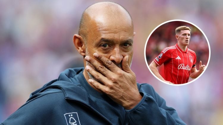 Nottingham Forest manager Nuno Espirito Santo. Inset of Elliot Anderson.