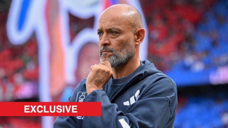 Former Nottingham Forest manager Nuno Espirito Santo. Inset of exclusive banner.
