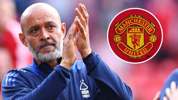Nuno Espirito Santo applauds the fans at full time of the Premier League match between Nottingham Forest FC and Chelsea FC. Inset: A detailed view ...