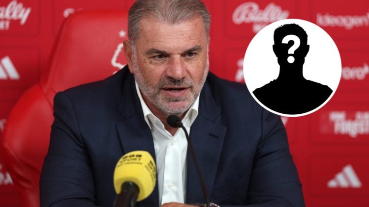 Nottingham Forest manager Ange Postecoglou. Inset of mystery player.