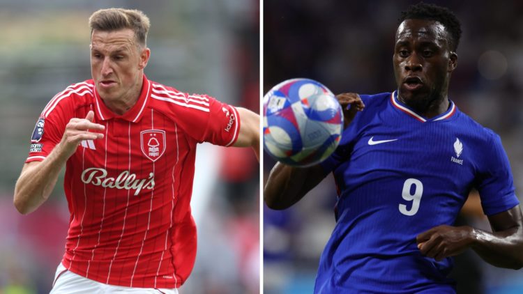 Nottingham Forest strikers Chris Wood and Arnaud Kalimuendo.