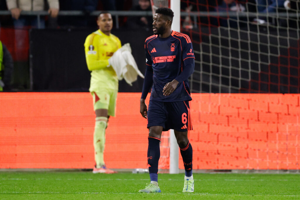 Ibrahim Sangare plays for Nottingham Forest against FC Utrecht