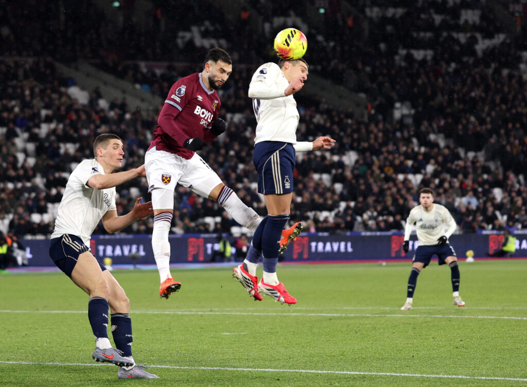 Nicolas Dominguez loops Forest level against West Ham