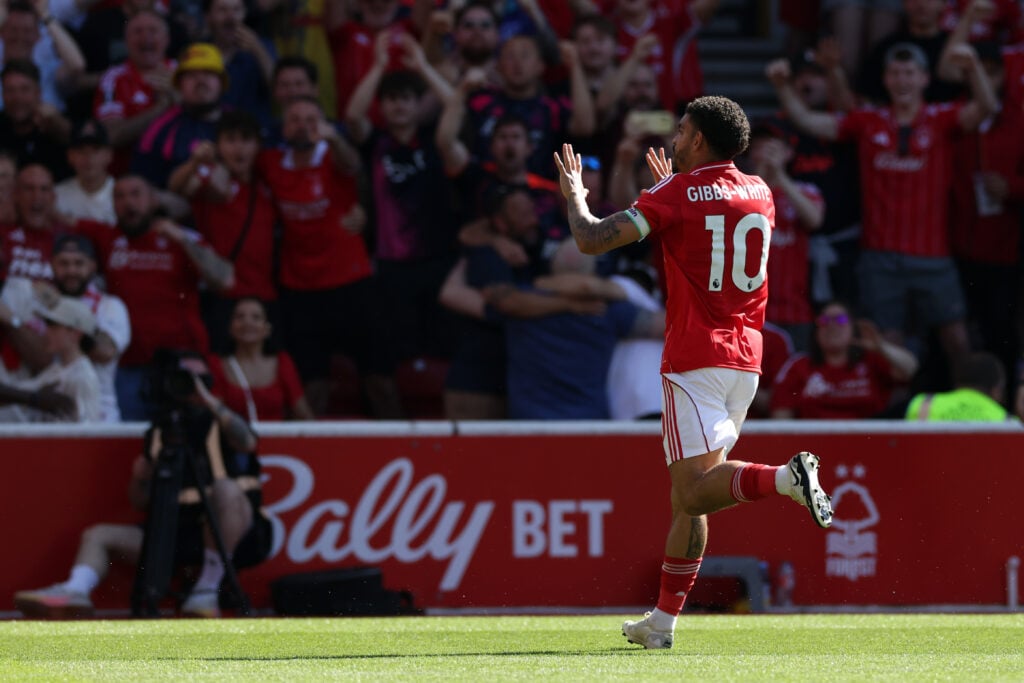 Morgan Gibbs-White celebrates scoring vs Bournemouth