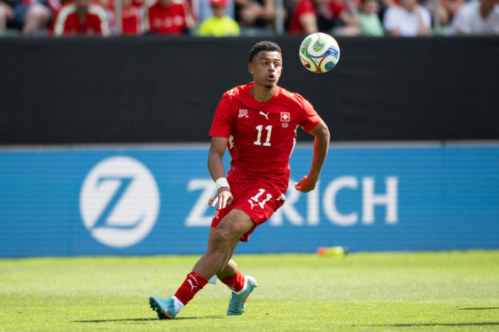 Switzerland star Dan Ndoye in action vs Jordan