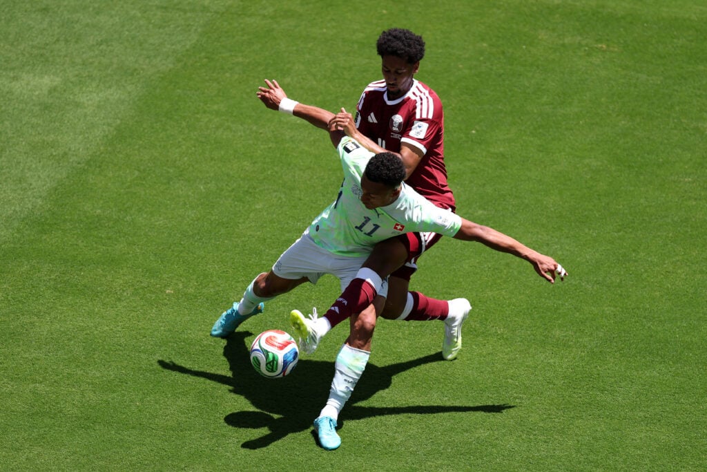 Dan Ndoye in action for Switzerland at the 2026 World Cup.