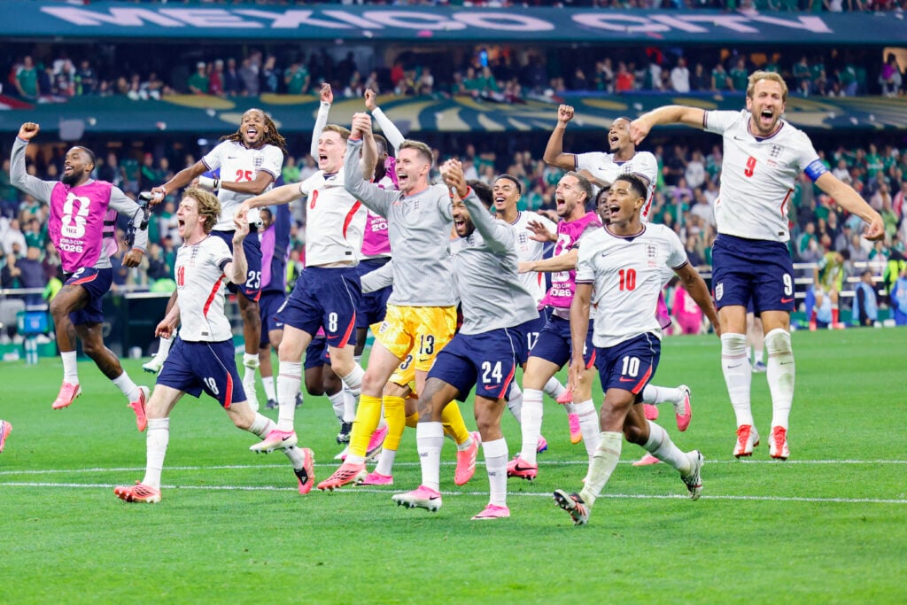 England celebrate beating Mexico