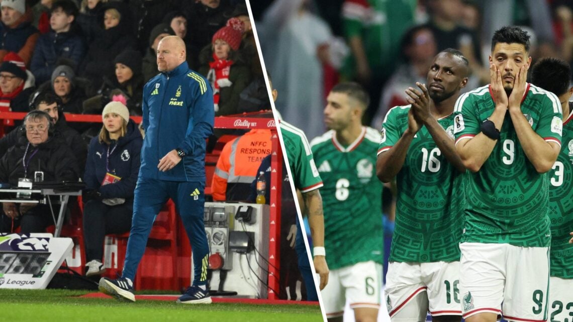 Left: Sean Dyche and Right: Mexico after losing to England at the World Cup